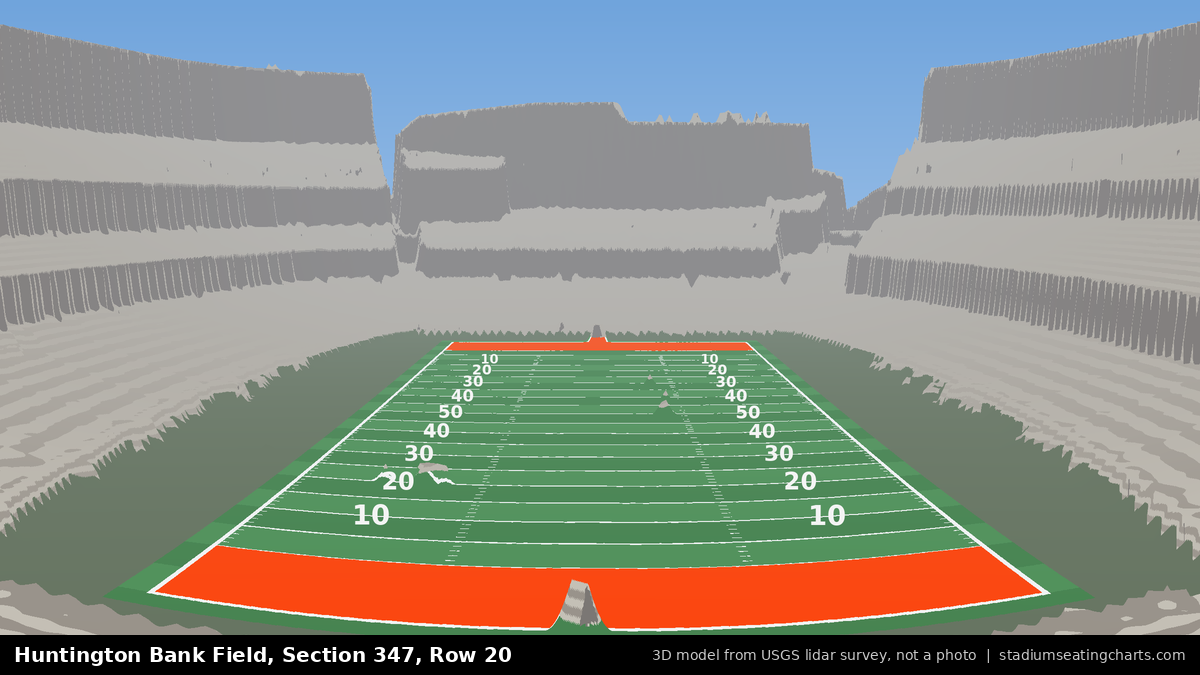 View from Huntington Bank Field Section 347, Row 20, looking toward the field