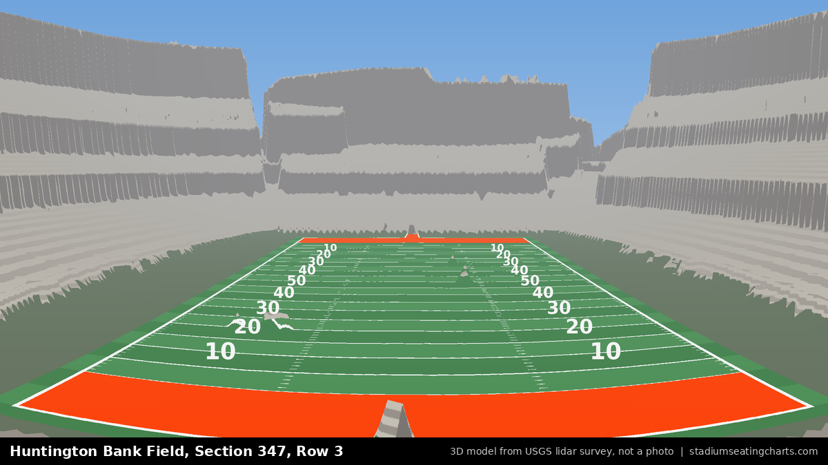 View from Huntington Bank Field Section 347, Row 3, looking toward the field