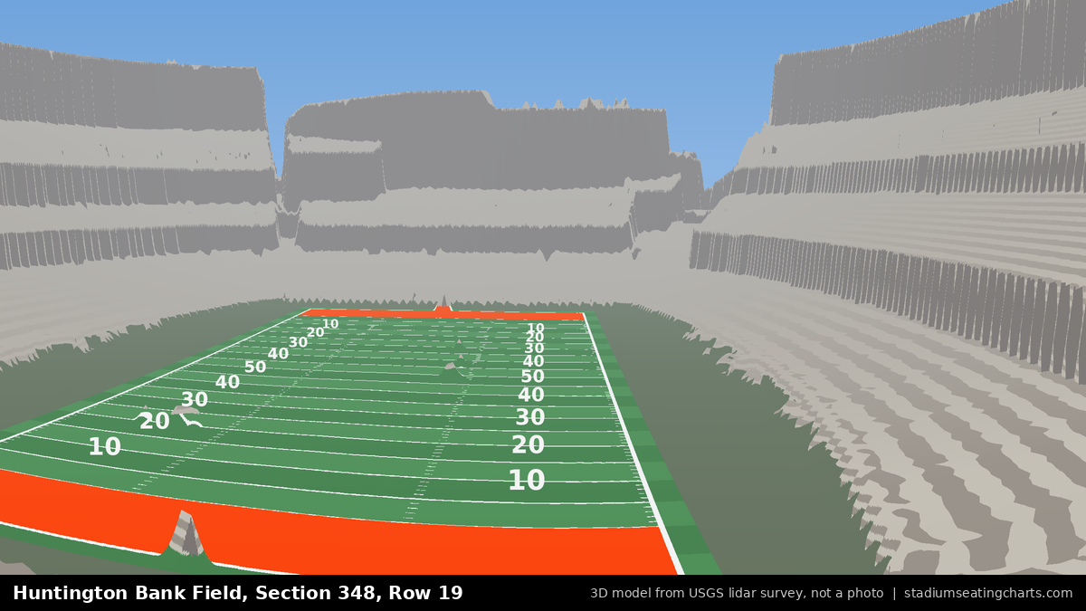View from Huntington Bank Field Section 348, Row 19, looking toward the field