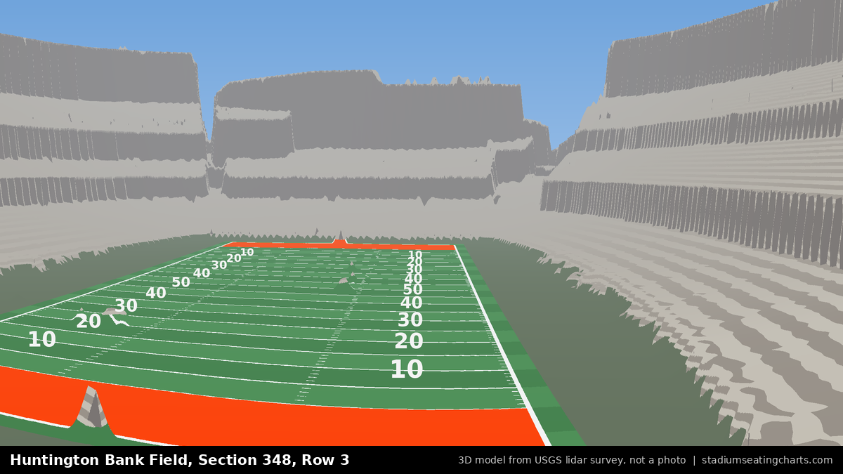 View from Huntington Bank Field Section 348, Row 3, looking toward the field