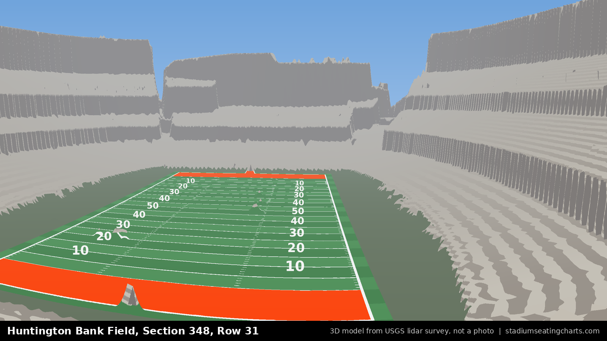 View from Huntington Bank Field Section 348, Row 31, looking toward the field