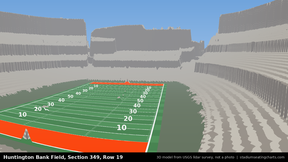 View from Huntington Bank Field Section 349, Row 19, looking toward the field