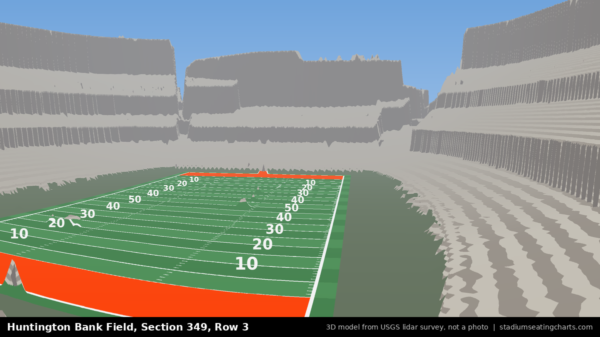 View from Huntington Bank Field Section 349, Row 3, looking toward the field