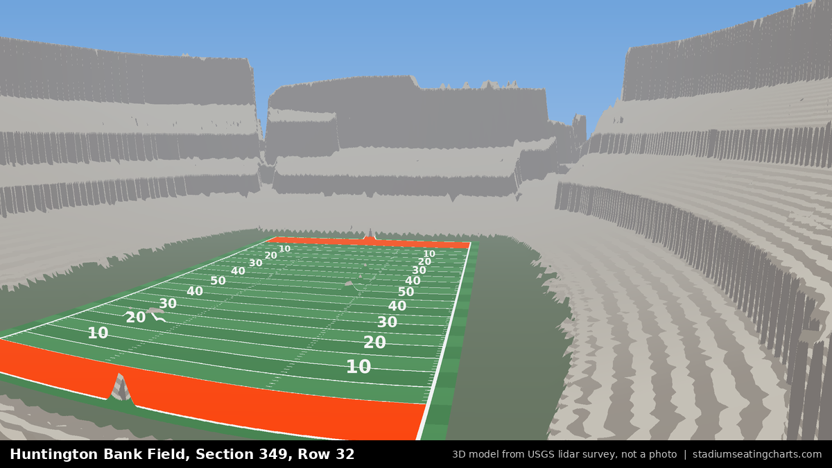 View from Huntington Bank Field Section 349, Row 32, looking toward the field