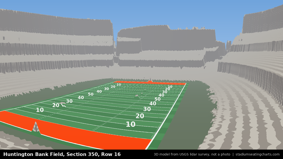 View from Huntington Bank Field Section 350, Row 16, looking toward the field