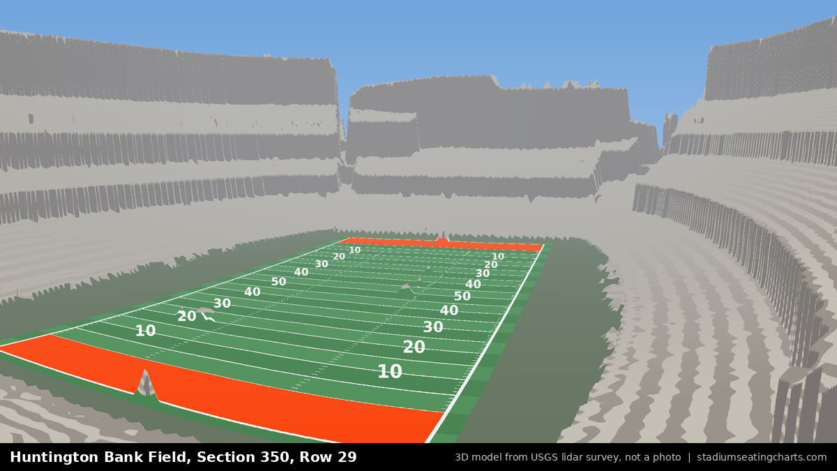 View from Huntington Bank Field Section 350, Row 29, looking toward the field