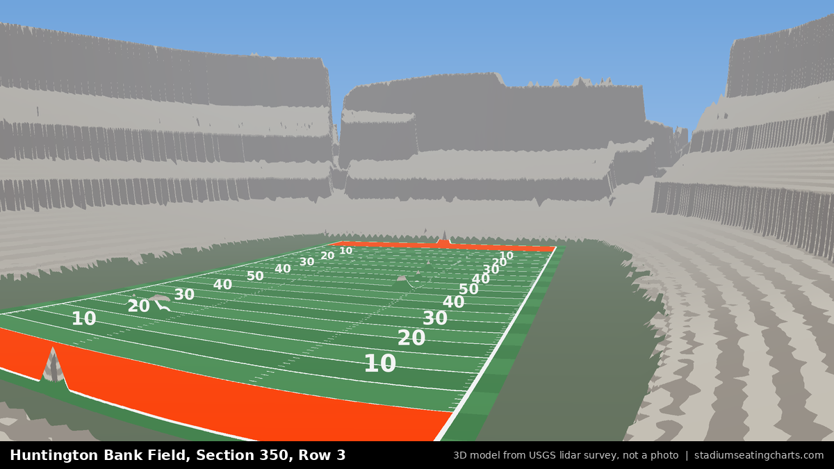 View from Huntington Bank Field Section 350, Row 3, looking toward the field