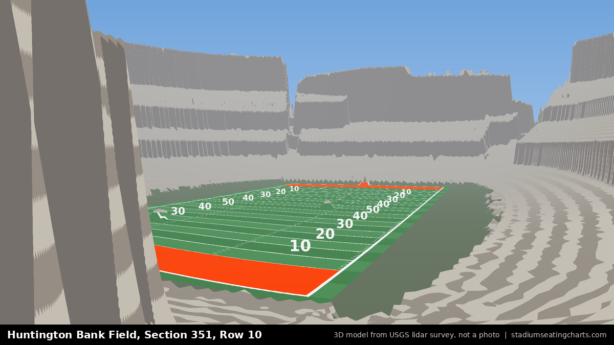View from Huntington Bank Field Section 351, Row 10, looking toward the field