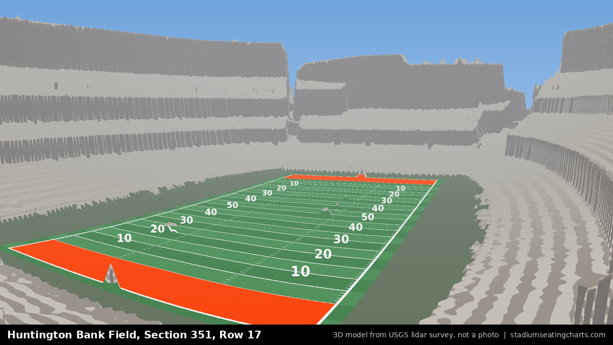View from Huntington Bank Field Section 351, Row 17, looking toward the field