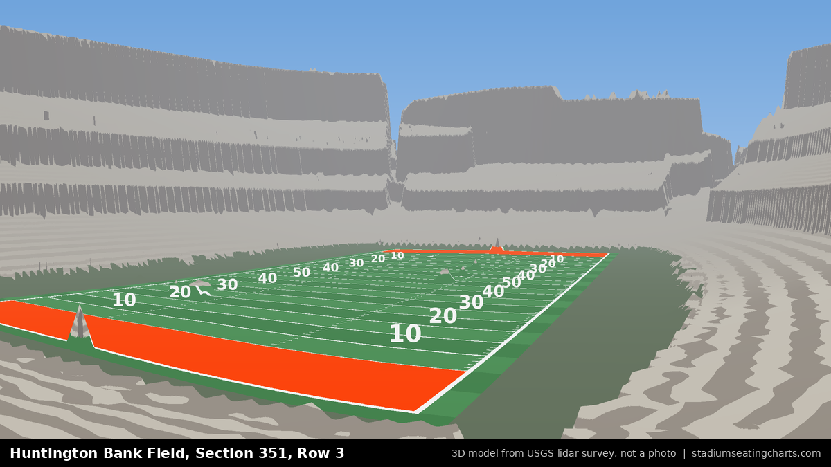 View from Huntington Bank Field Section 351, Row 3, looking toward the field