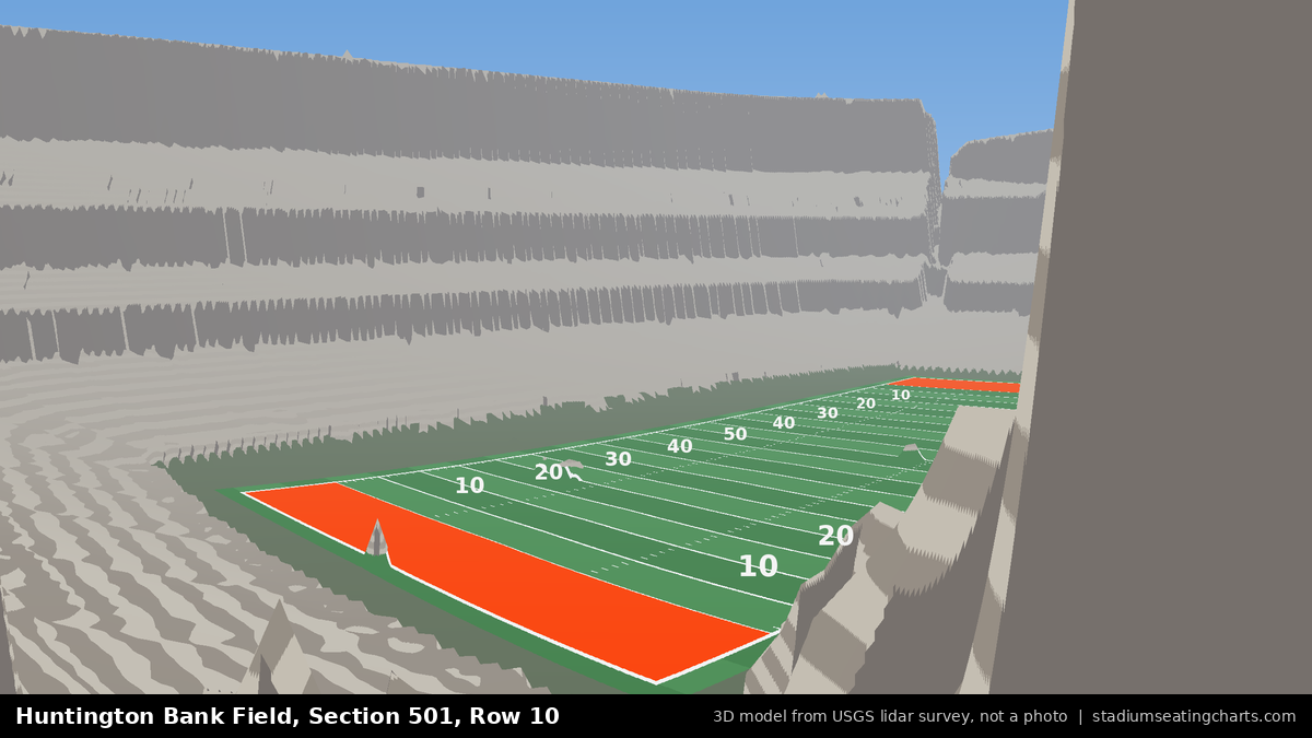 View from Huntington Bank Field Section 501, Row 10, looking toward the field