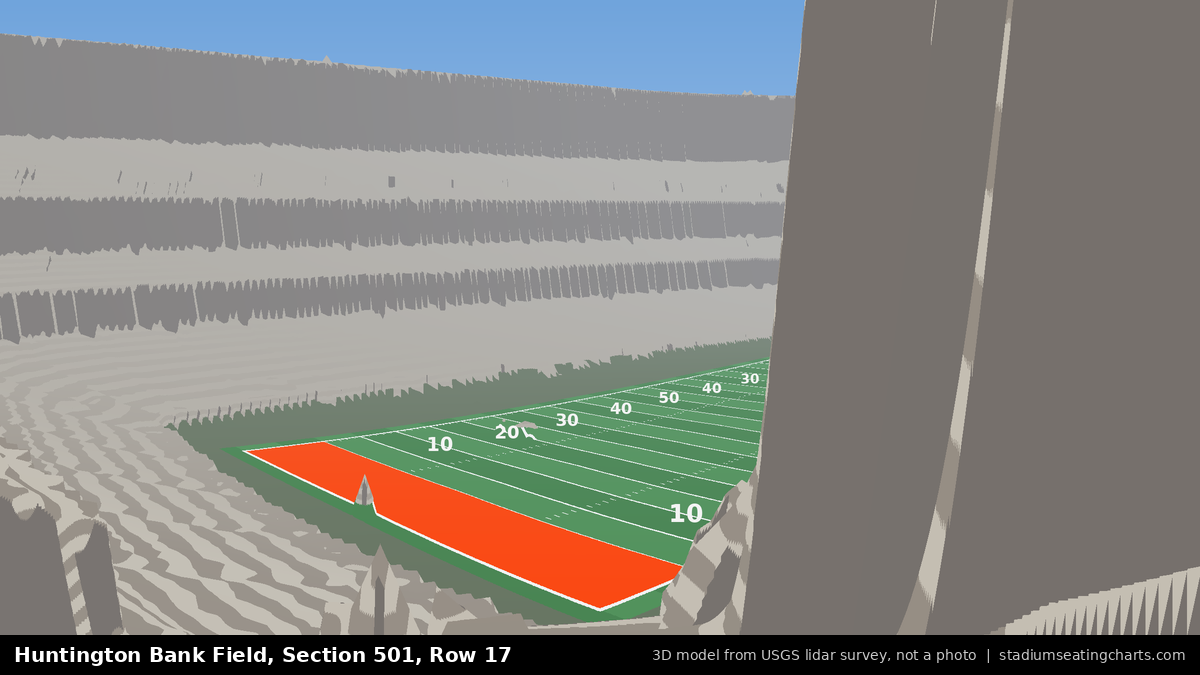 View from Huntington Bank Field Section 501, Row 17, looking toward the field