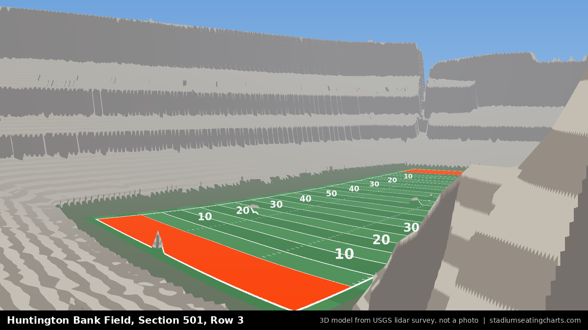 View from Huntington Bank Field Section 501, Row 3, looking toward the field