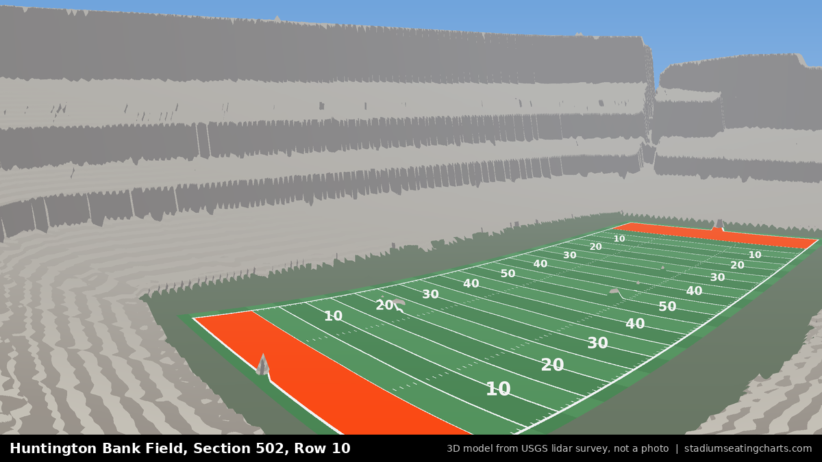 View from Huntington Bank Field Section 502, Row 10, looking toward the field