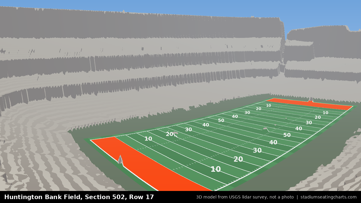 View from Huntington Bank Field Section 502, Row 17, looking toward the field