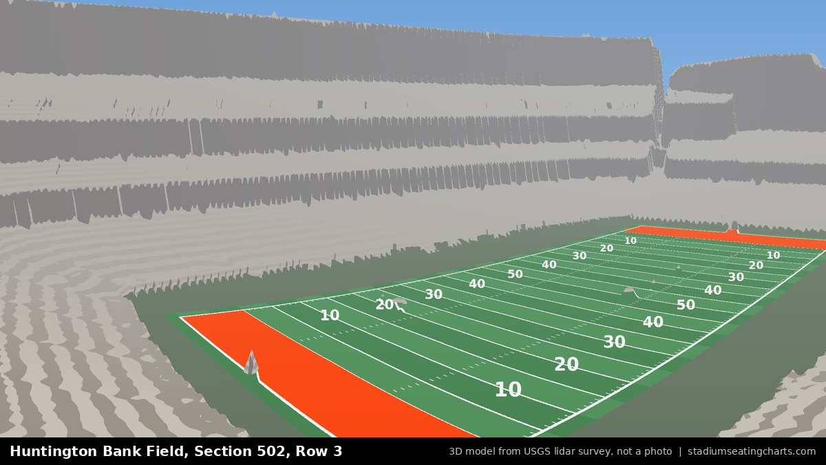 View from Huntington Bank Field Section 502, Row 3, looking toward the field