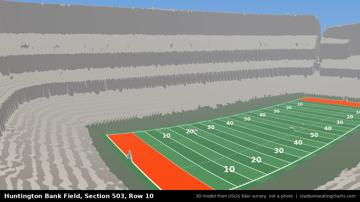 View from Huntington Bank Field Section 503, Row 10, looking toward the field