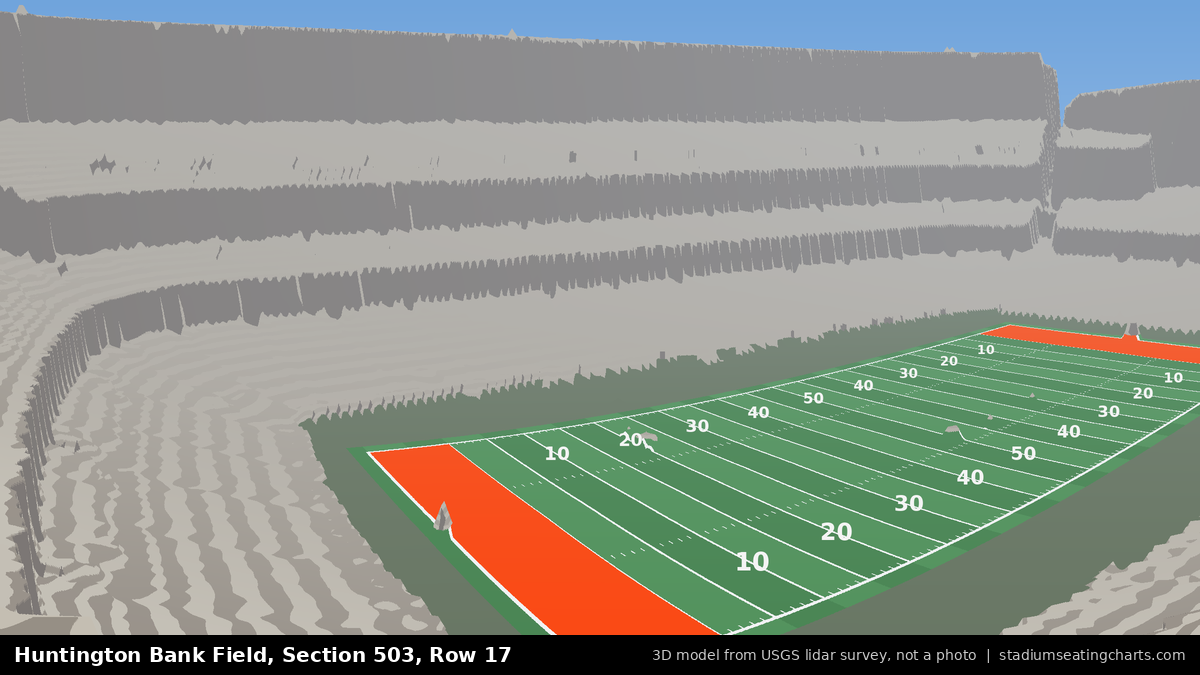View from Huntington Bank Field Section 503, Row 17, looking toward the field