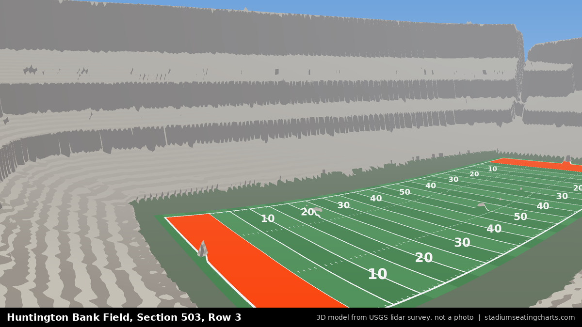 View from Huntington Bank Field Section 503, Row 3, looking toward the field