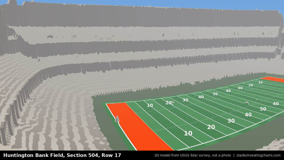 View from Huntington Bank Field Section 504, Row 17, looking toward the field