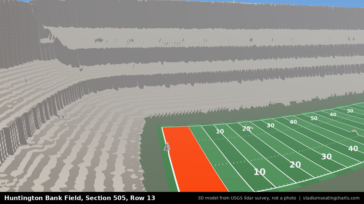 View from Huntington Bank Field Section 505, Row 13, looking toward the field