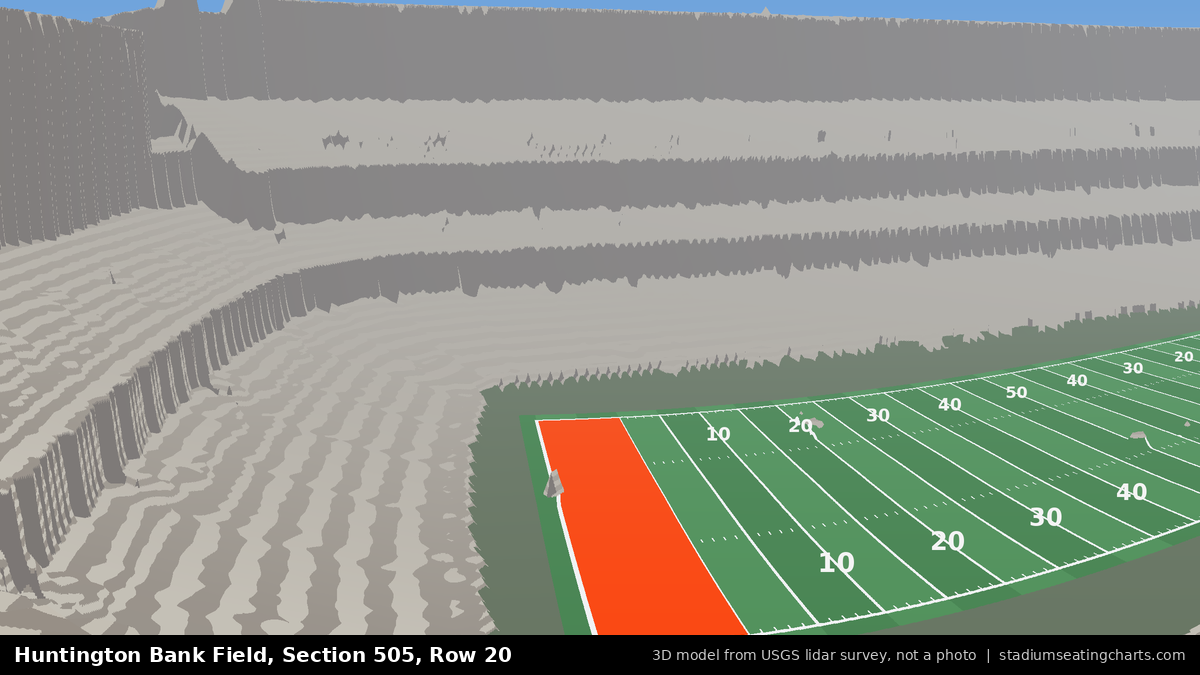 View from Huntington Bank Field Section 505, Row 20, looking toward the field