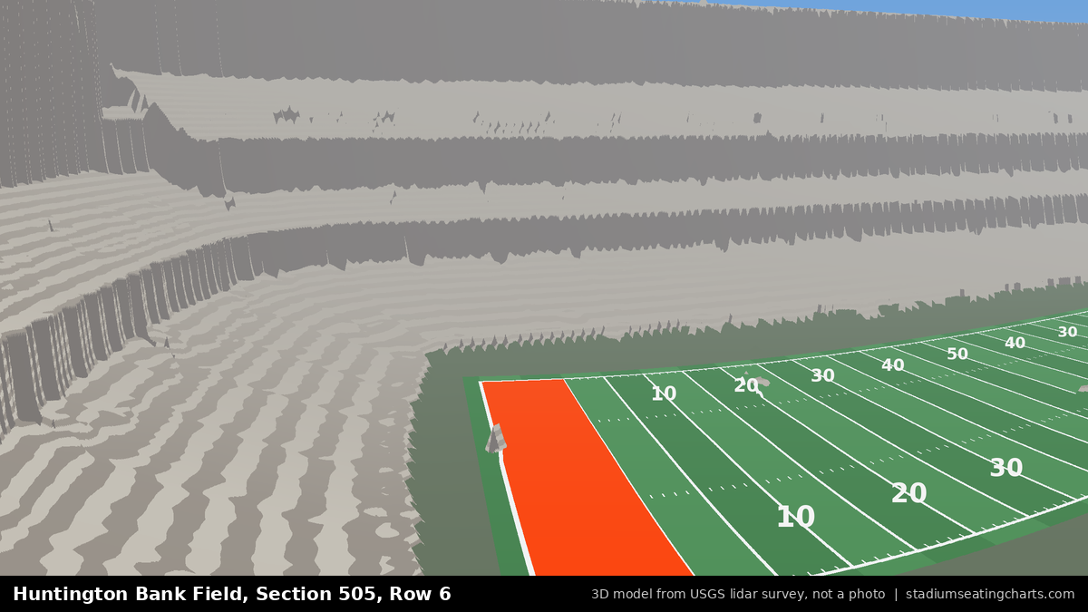 View from Huntington Bank Field Section 505, Row 6, looking toward the field