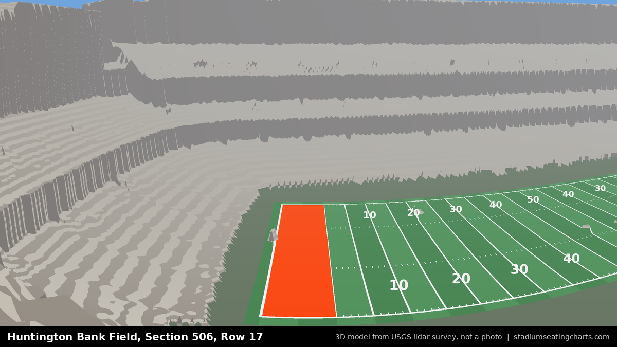 View from Huntington Bank Field Section 506, Row 17, looking toward the field