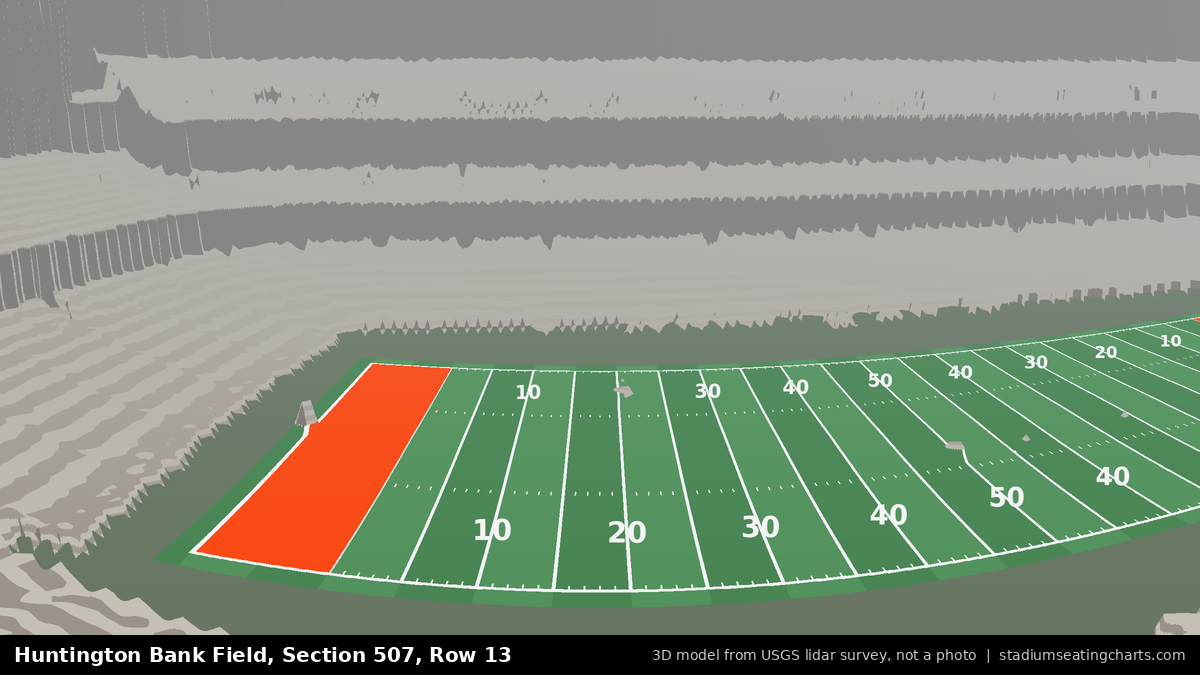 View from Huntington Bank Field Section 507, Row 13, looking toward the field