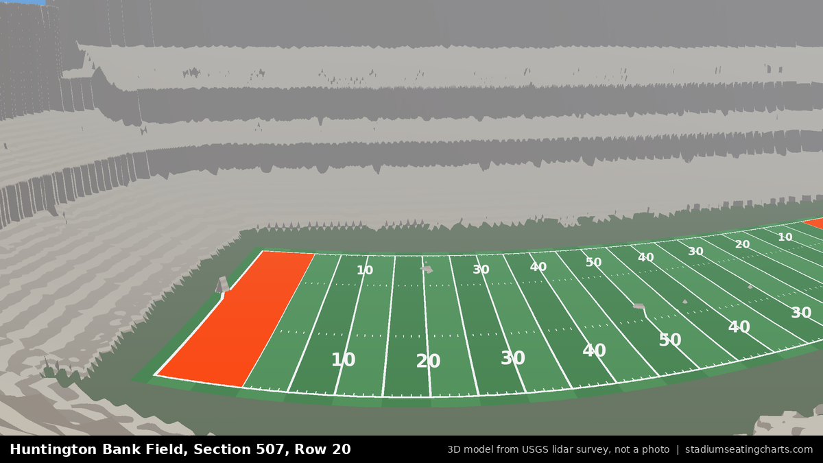 View from Huntington Bank Field Section 507, Row 20, looking toward the field