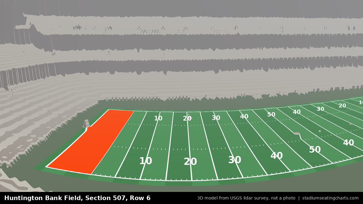 View from Huntington Bank Field Section 507, Row 6, looking toward the field