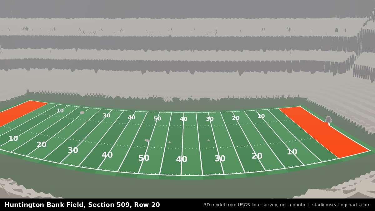 View from Huntington Bank Field Section 509, Row 20, looking toward the field