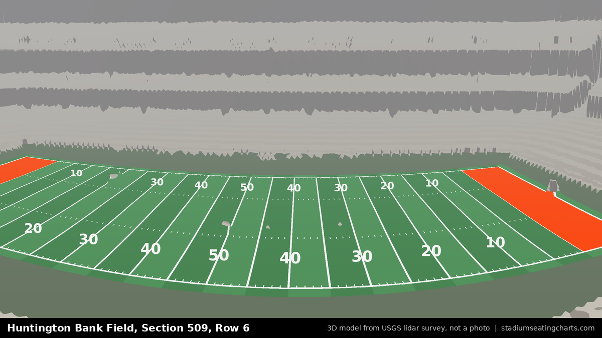 View from Huntington Bank Field Section 509, Row 6, looking toward the field