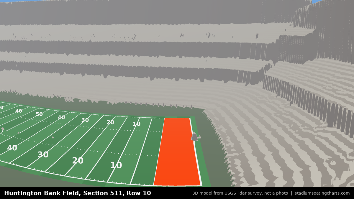 View from Huntington Bank Field Section 511, Row 10, looking toward the field
