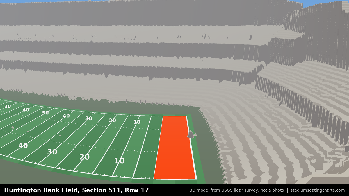 View from Huntington Bank Field Section 511, Row 17, looking toward the field