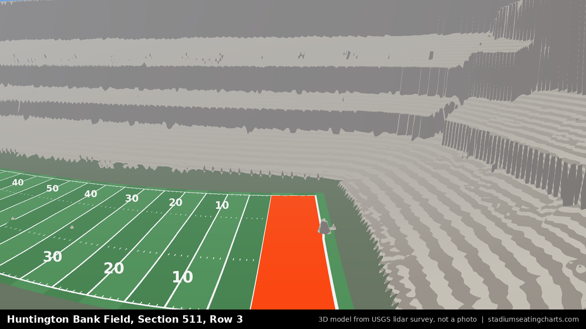 View from Huntington Bank Field Section 511, Row 3, looking toward the field