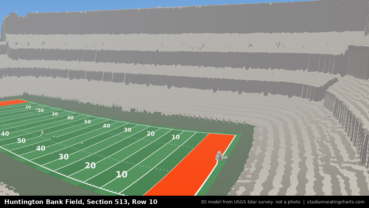 View from Huntington Bank Field Section 513, Row 10, looking toward the field