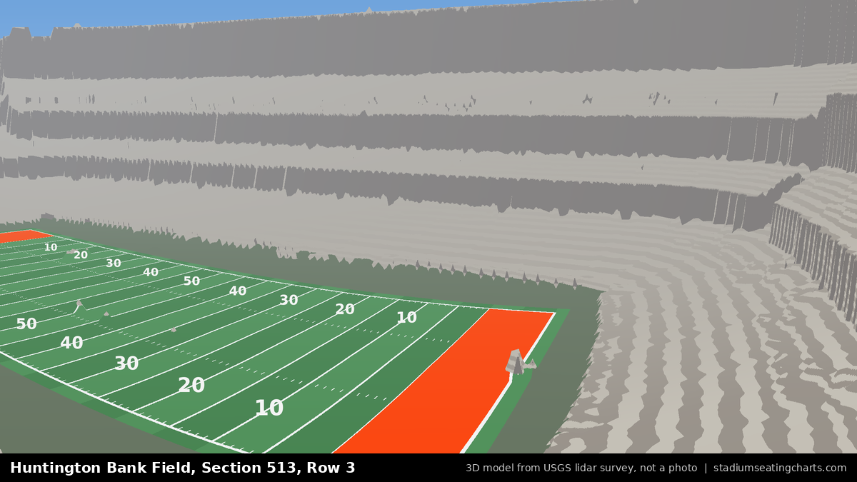 View from Huntington Bank Field Section 513, Row 3, looking toward the field