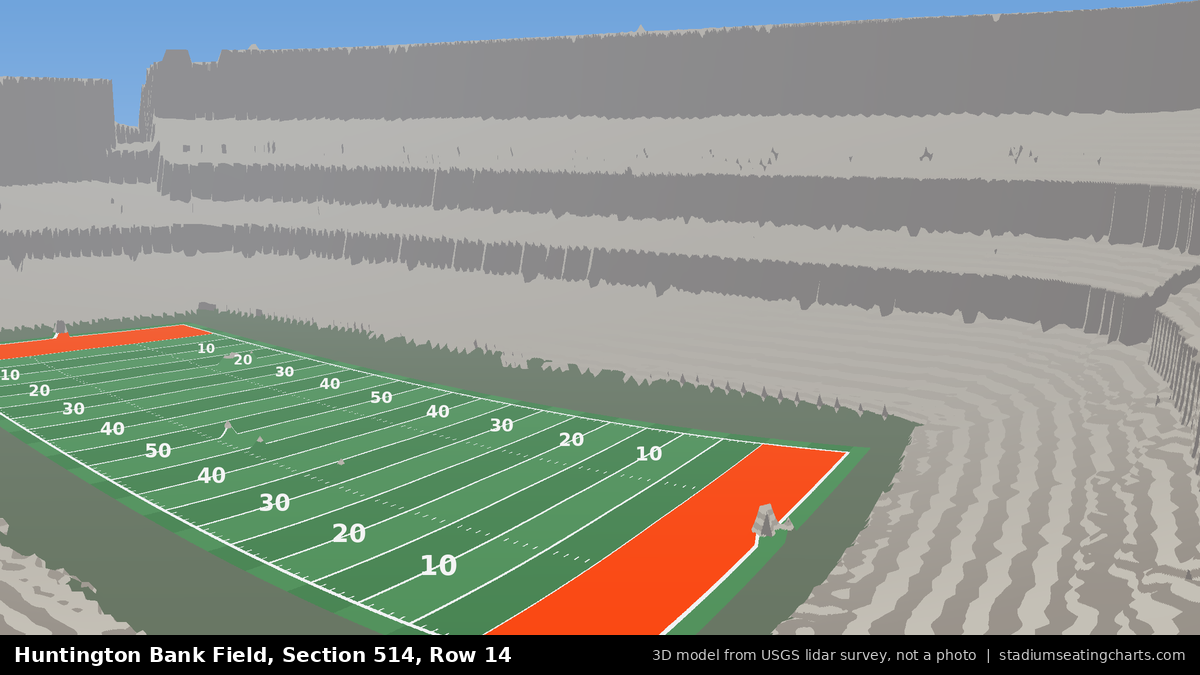 View from Huntington Bank Field Section 514, Row 14, looking toward the field