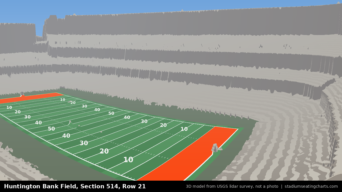 View from Huntington Bank Field Section 514, Row 21, looking toward the field