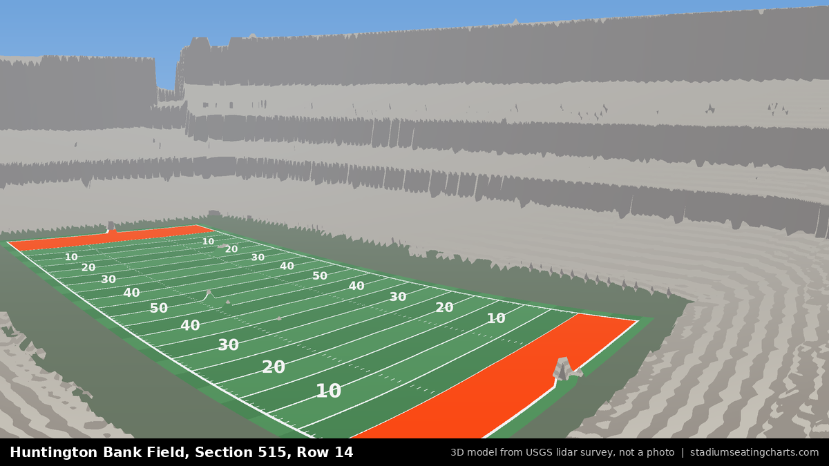View from Huntington Bank Field Section 515, Row 14, looking toward the field