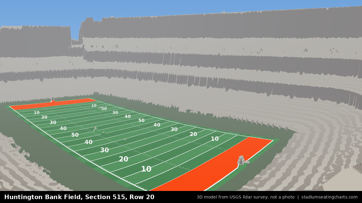 View from Huntington Bank Field Section 515, Row 20, looking toward the field