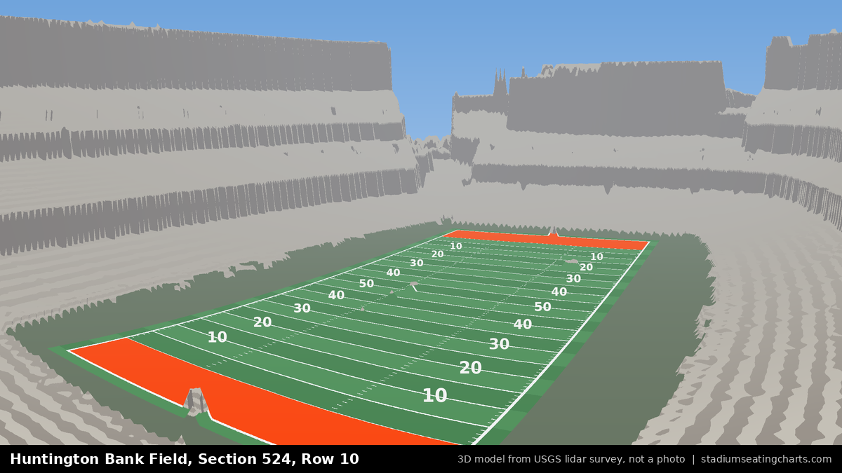 View from Huntington Bank Field Section 524, Row 10, looking toward the field