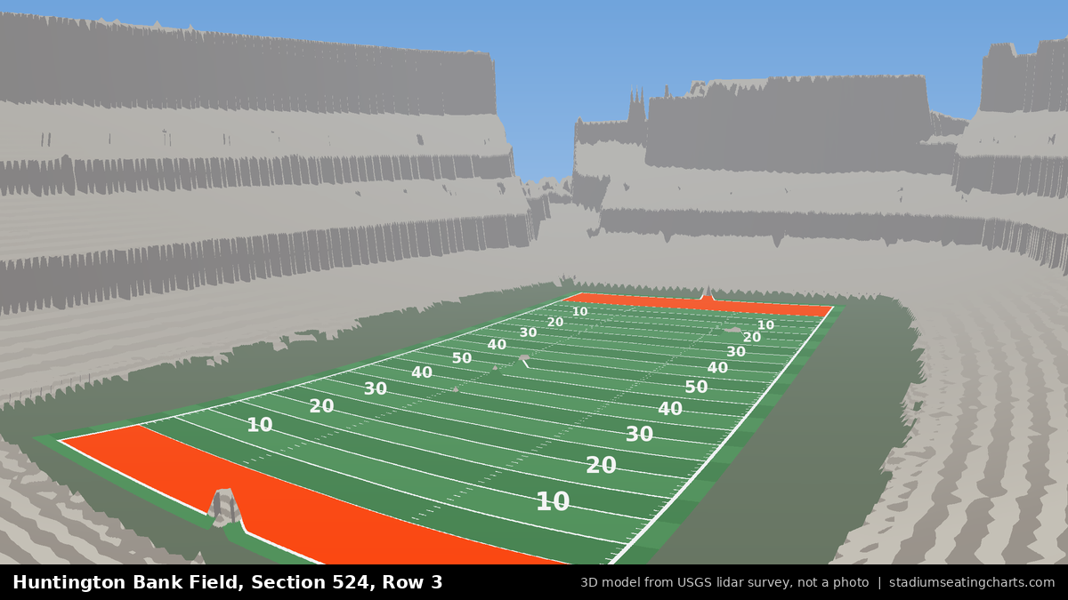View from Huntington Bank Field Section 524, Row 3, looking toward the field