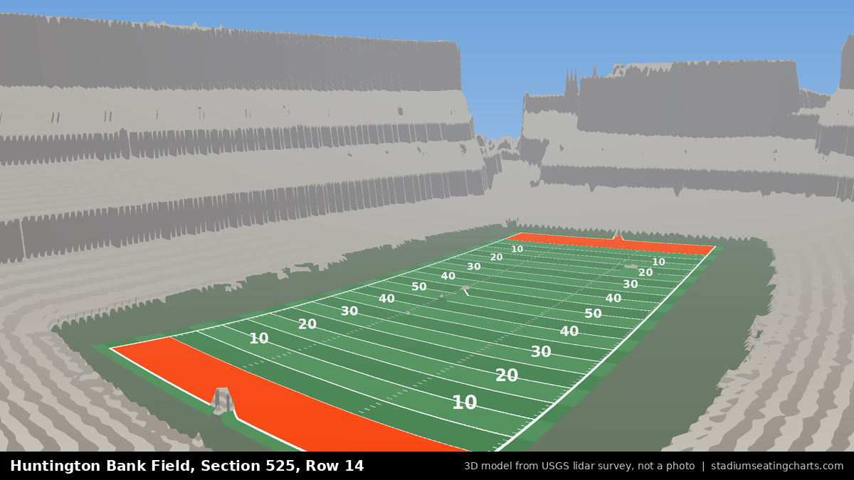 View from Huntington Bank Field Section 525, Row 14, looking toward the field