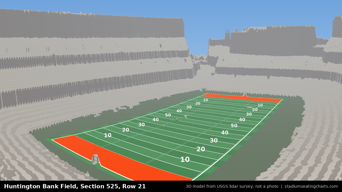 View from Huntington Bank Field Section 525, Row 21, looking toward the field