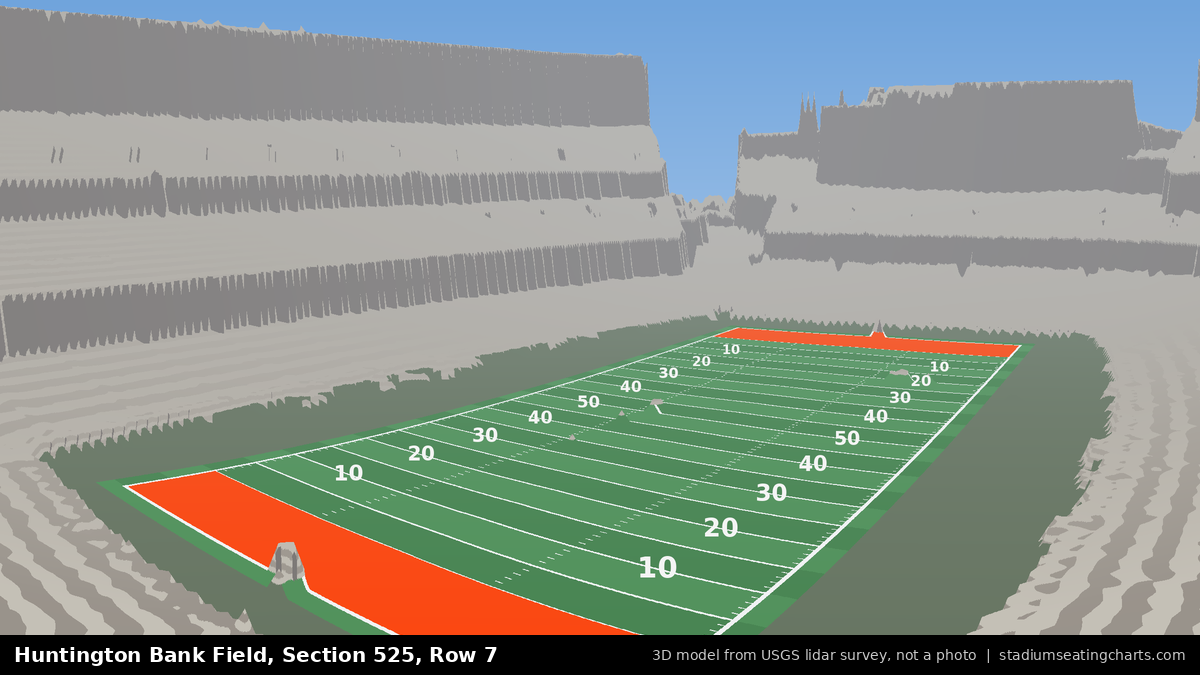 View from Huntington Bank Field Section 525, Row 7, looking toward the field