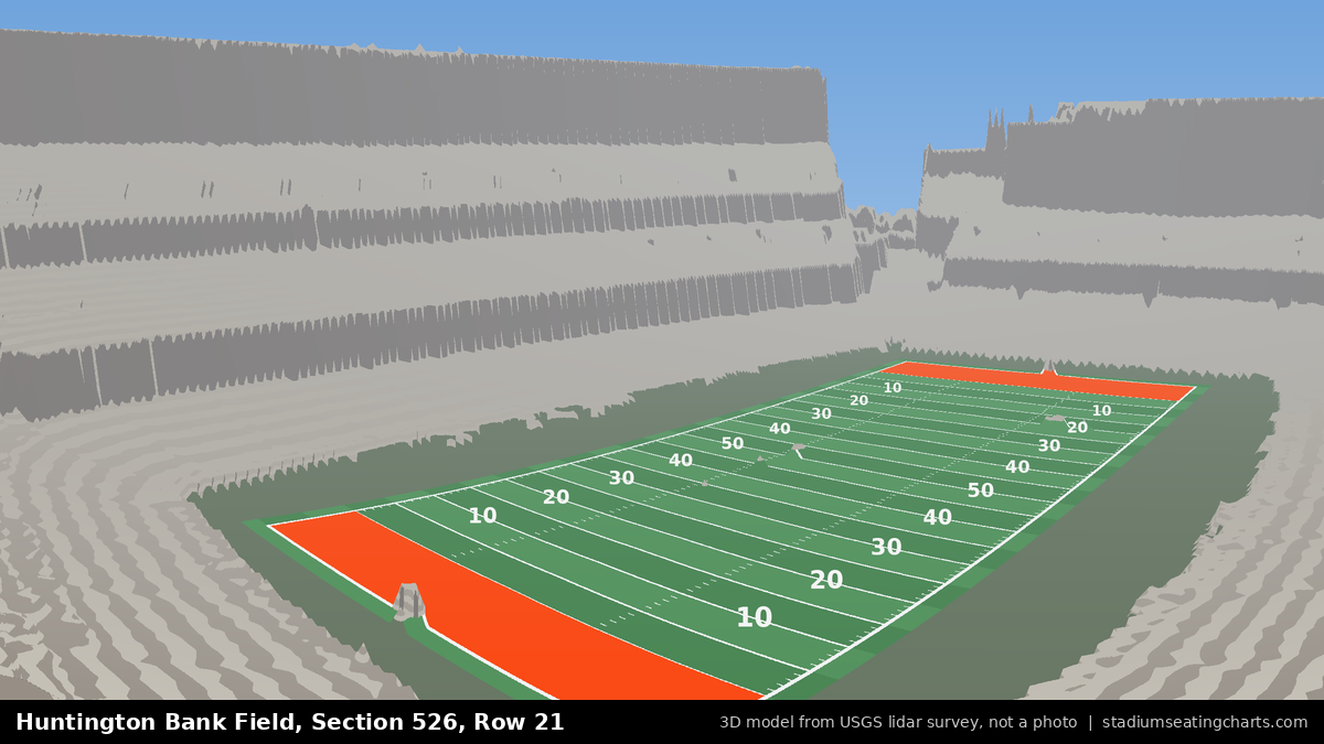 View from Huntington Bank Field Section 526, Row 21, looking toward the field