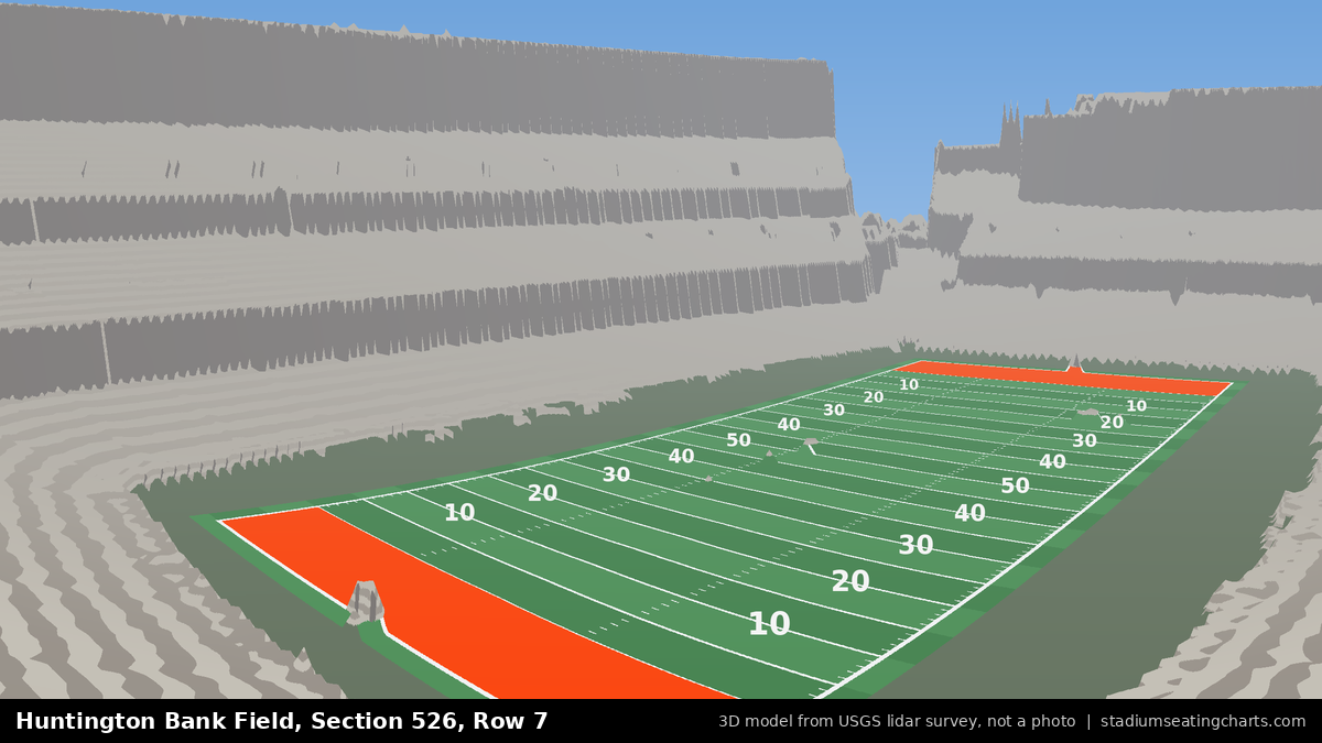 View from Huntington Bank Field Section 526, Row 7, looking toward the field