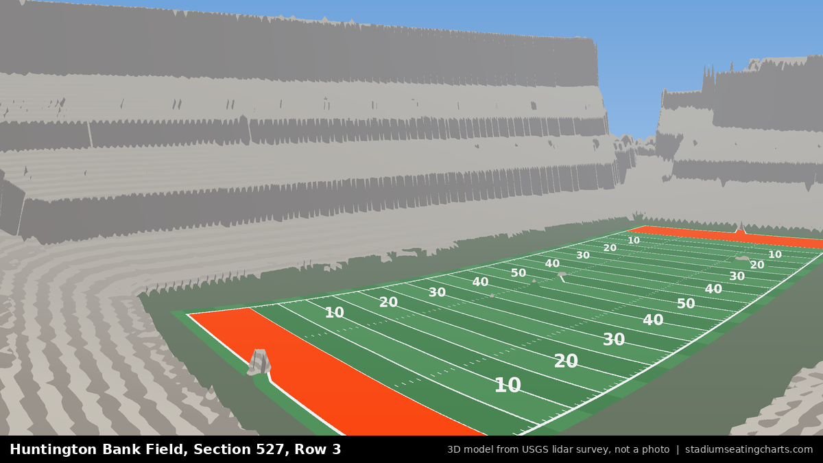 View from Huntington Bank Field Section 527, Row 3, looking toward the field